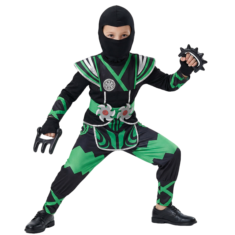Halloween Costume Kids - Fantasia de Ninja Verde para Crianças