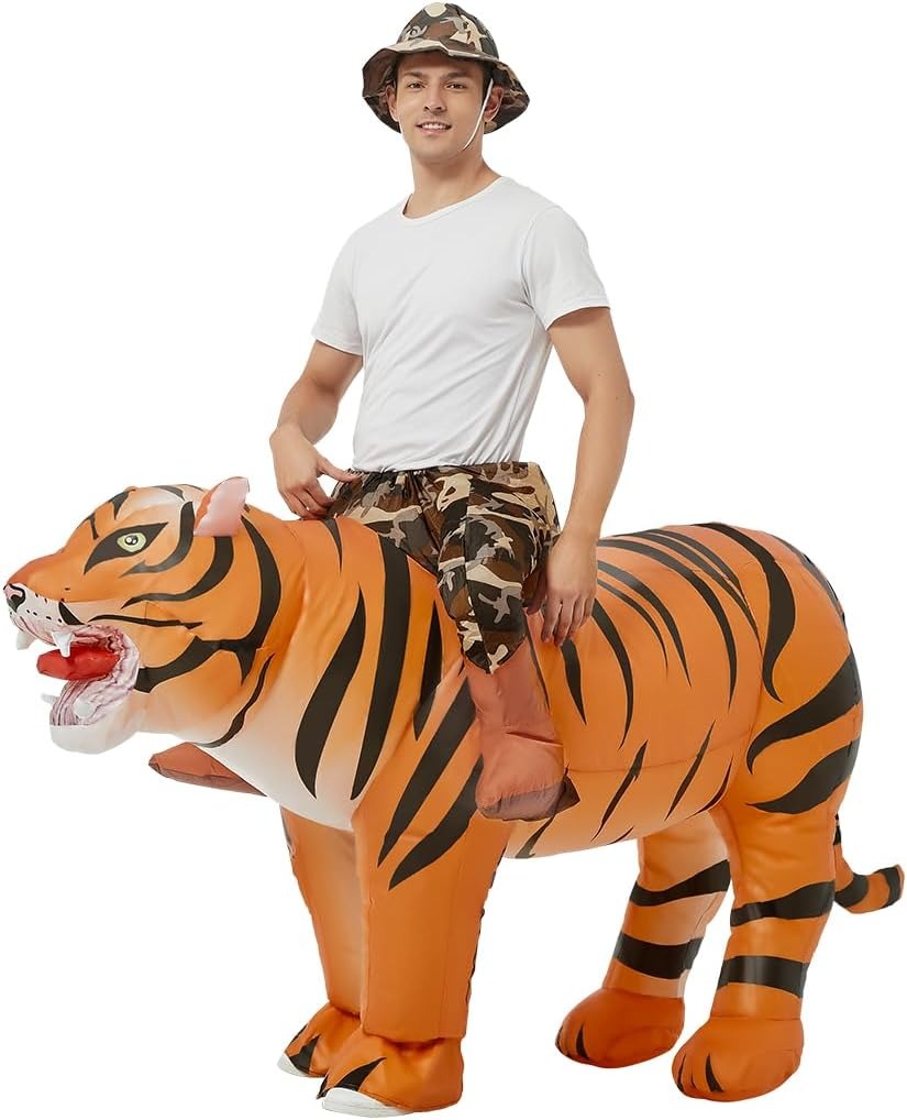 Halloween Costume Adult - Fantasia de tigre insuflável para adultos,