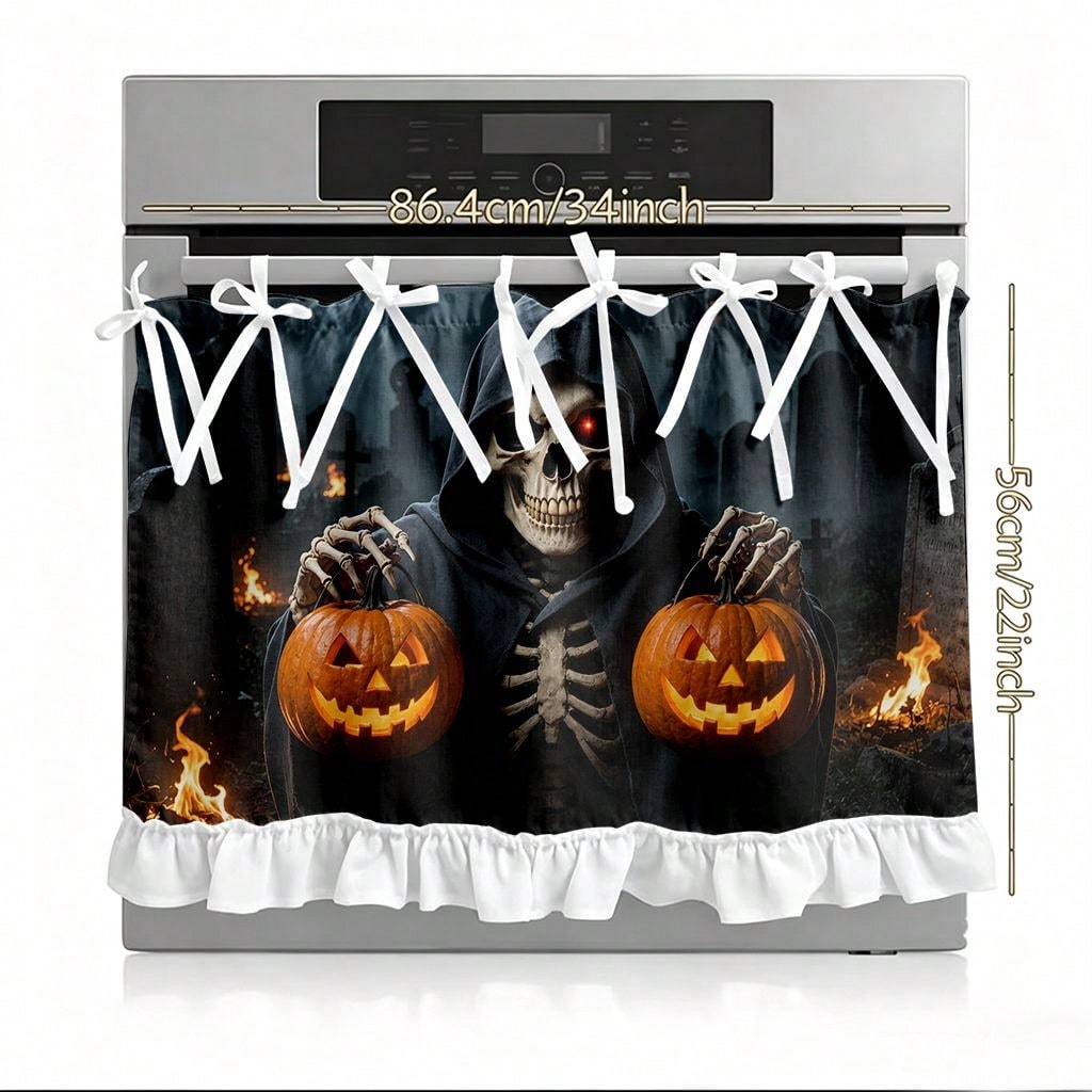 1 peça de cortina para fogão d - Pumpkin Lantern Halloween avaliação e preço