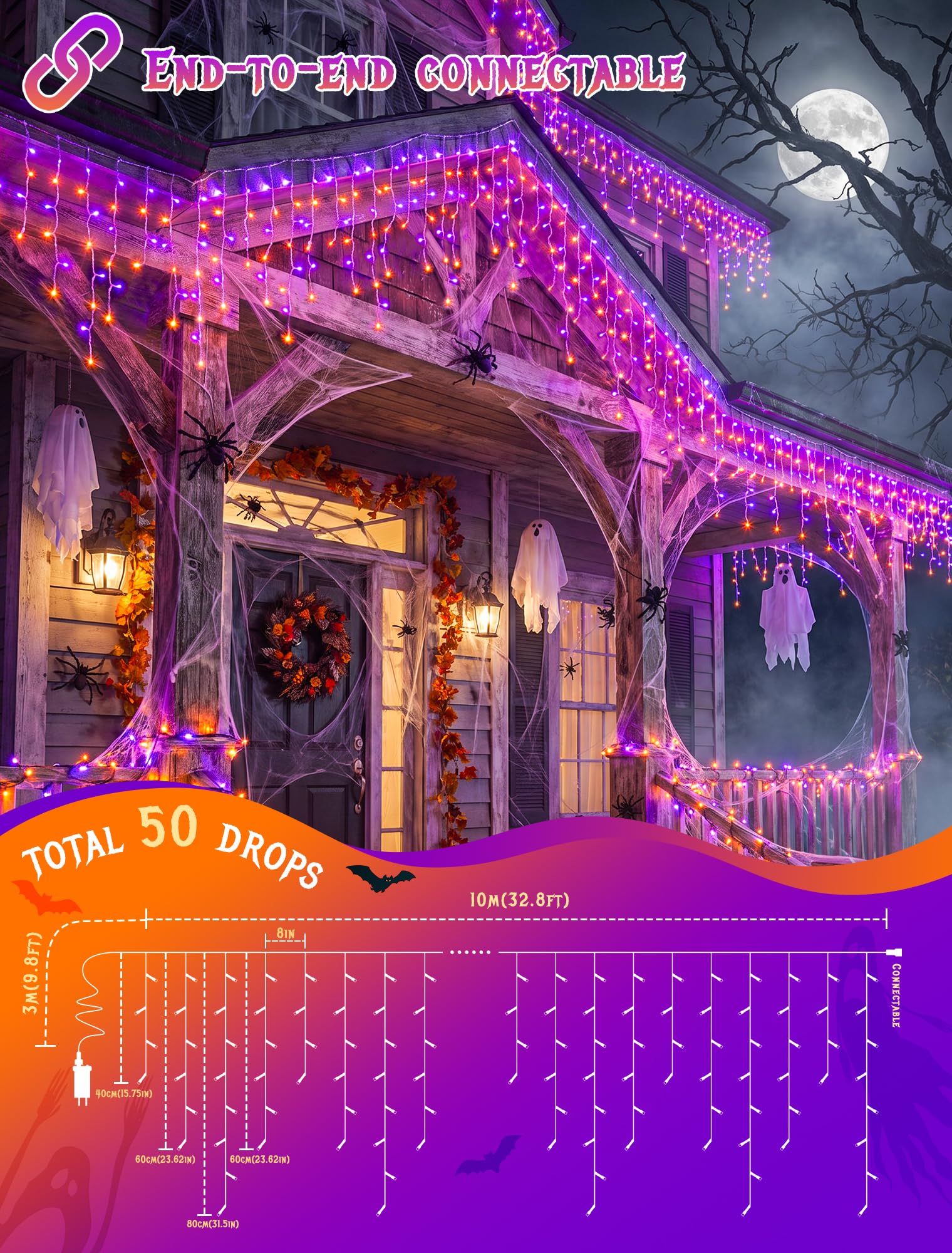 Luzes de Halloween em forma de - Halloween Led String Lights Orange avaliação e preço