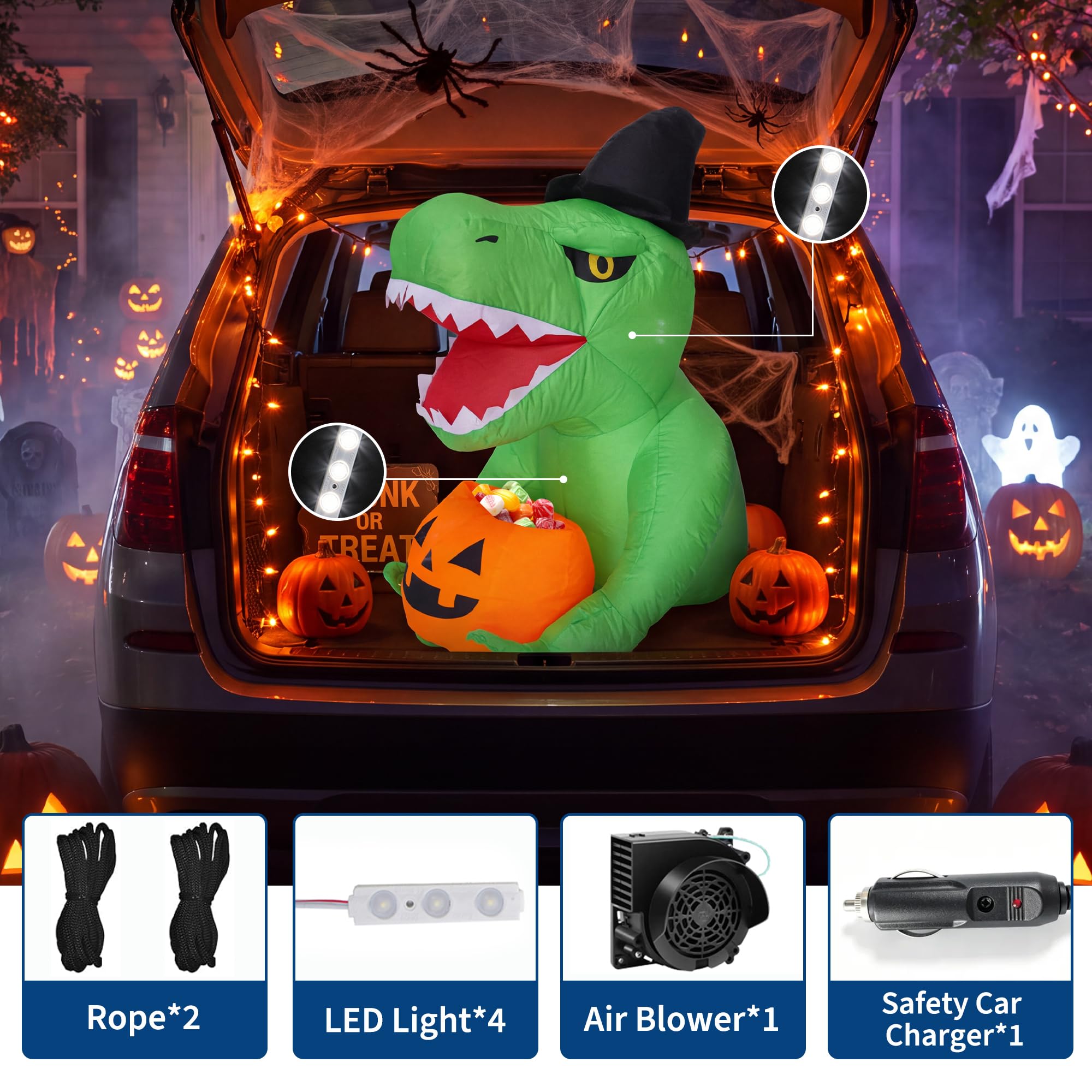 Decoração de carro inflável de - Halloween Pumpkin Decor Led avaliação e preço