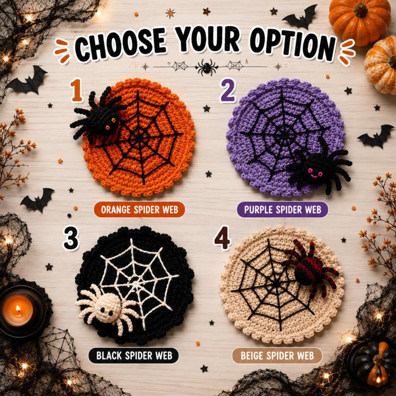 Porta-copos de crochê com tema - Spider Web Halloween Decoration avaliação e preço