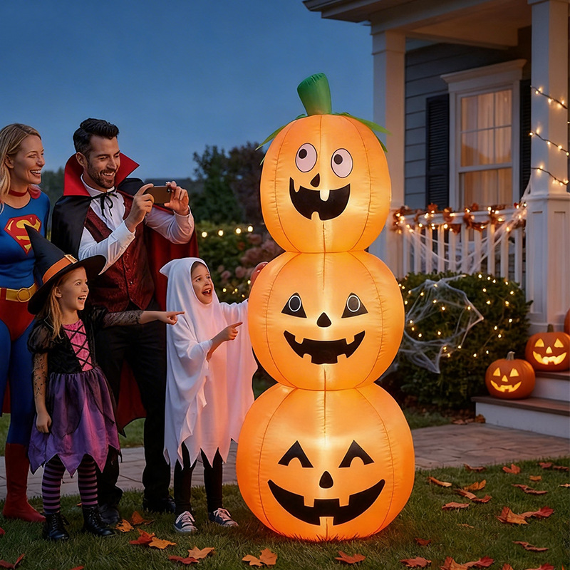 Abóbora Inflável Empilhável de - Halloween Pumpkin Decor Led avaliação e preço