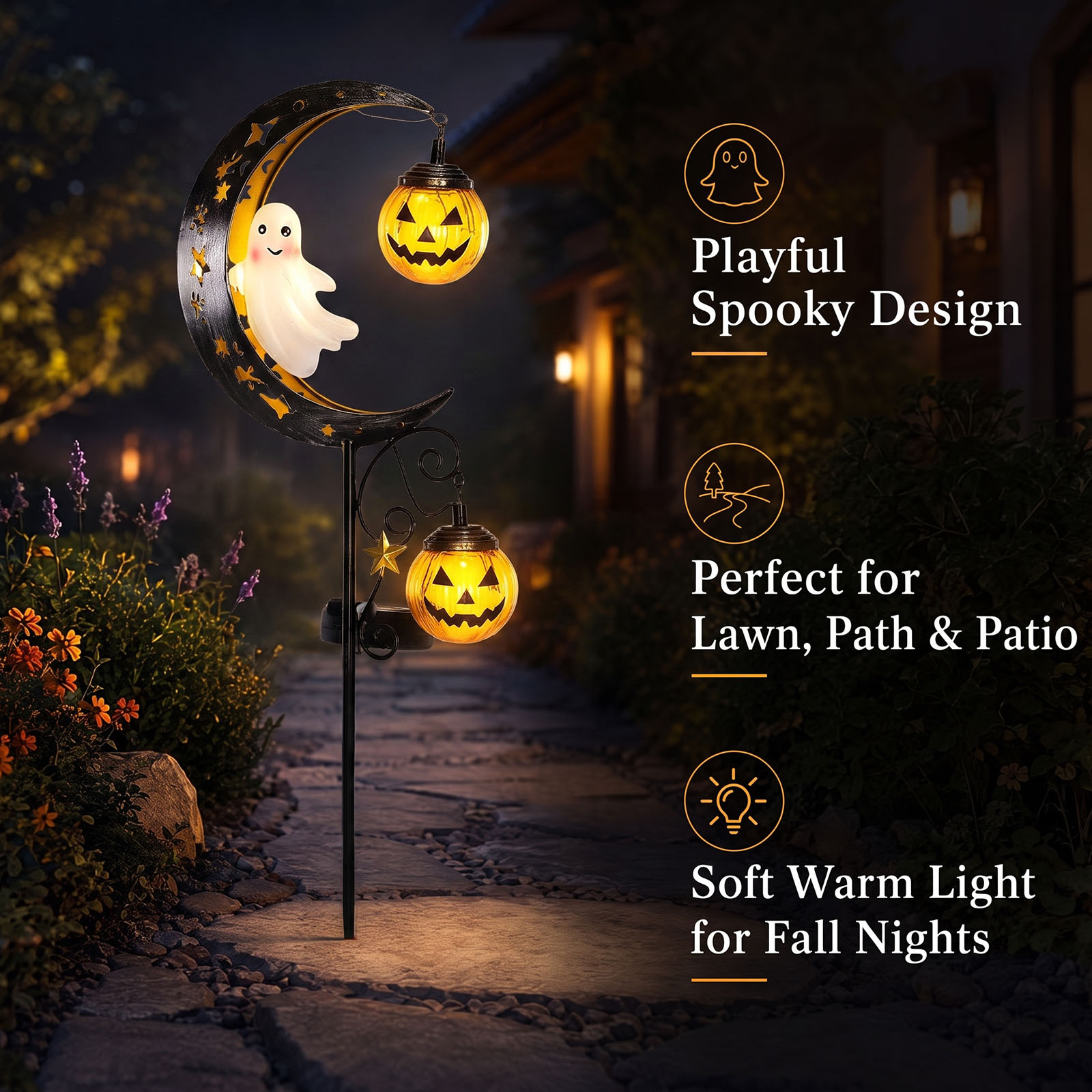 Luz Solar de Jardim para Hallo - Halloween Pumpkin Decor Led avaliação e preço