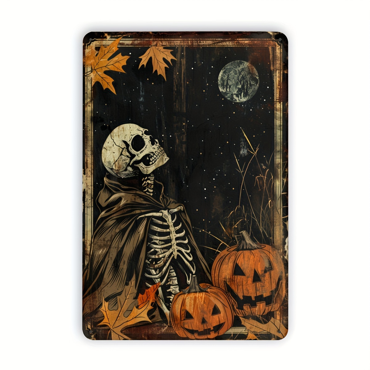 Placa de metal com tema de Hal - Halloween Skeleton Decoration avaliação e preço