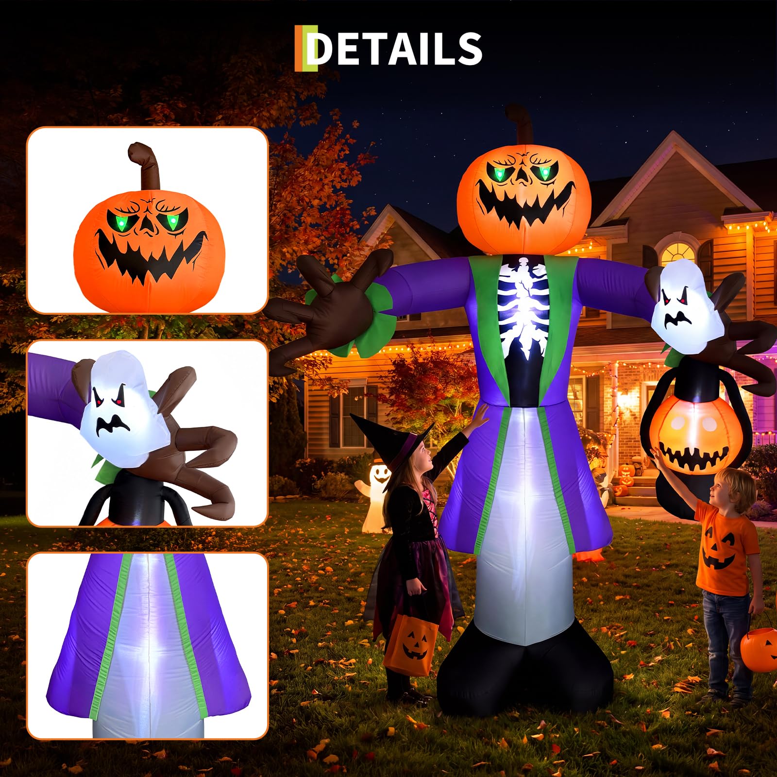 Abóbora inflável de Halloween  - Halloween Pumpkin Decor Led avaliação e preço